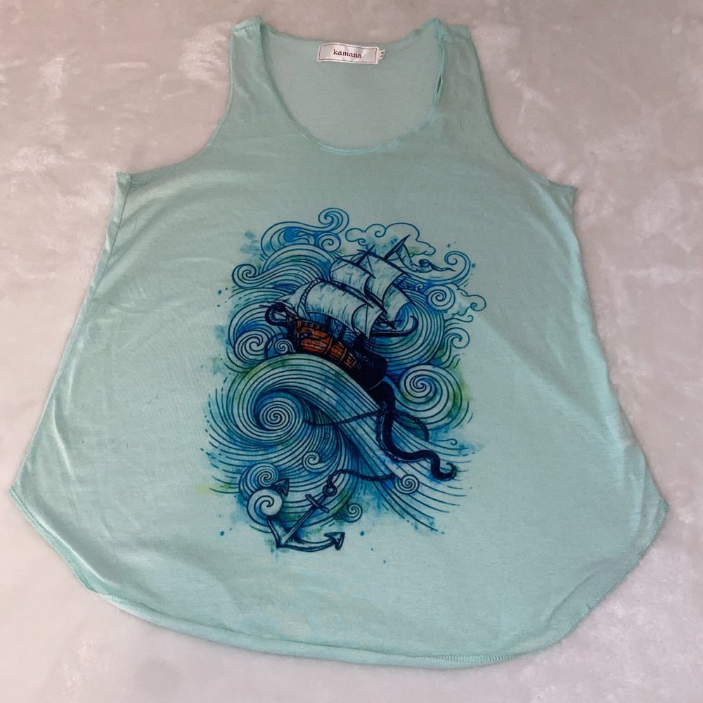- Kamana air brush sailing ship tank top M